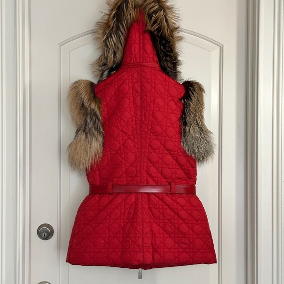 Christian Dior Quilted Renard Trimmed Gilet Womens SZ FR 40 - Picture 6 of 16